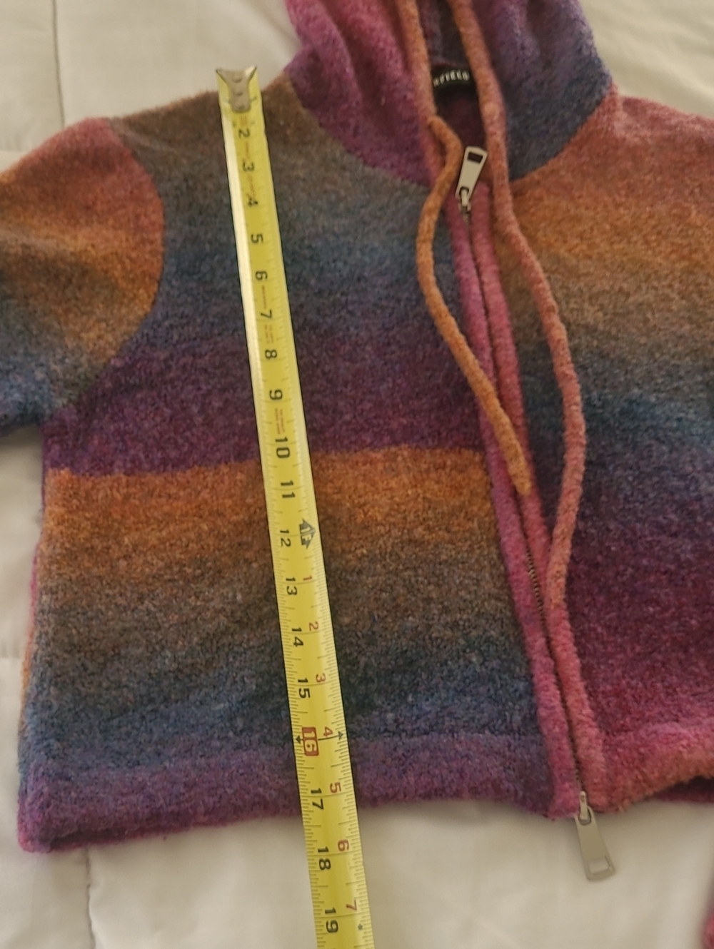 Dangerfield Multicolor Ombre Crop Hooded Wool Blend Sweater Size 12/M - Picture 2 of 10